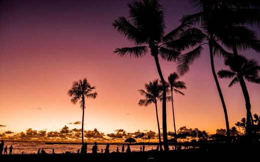 Sunset in Waikiki Beach, Hawaii