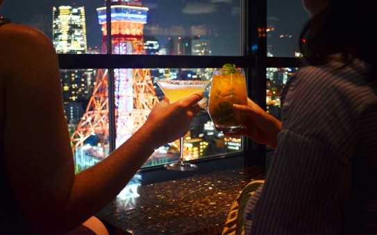 Drinks with a view at the Prince Hotel in Tokyo, Japan