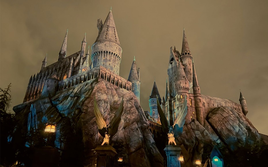 Hogwarts Castle at Night, Universal Studios in Los Angeles, California
