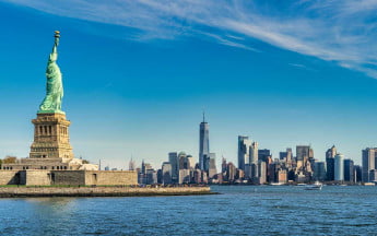 The Statue of Libery and the New York City skyline