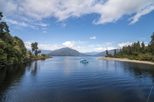 A boat along Lake Brunner, Hokitika, New Zealand