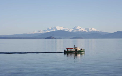 A scenic boat ride aboard the Ernest Kemp Steamboat in Taupō, New Zealand