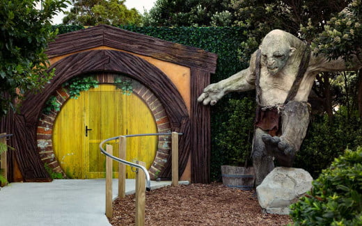 A troll in front of the Weta Workshop in Wellington, New Zealand
