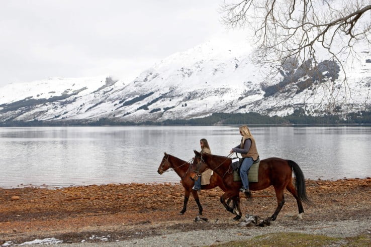 Horse riding in winter, Glenorchy, New Zealand. 