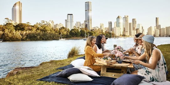 A picnic at Kangaroo Point, Brisbane, Australia. 