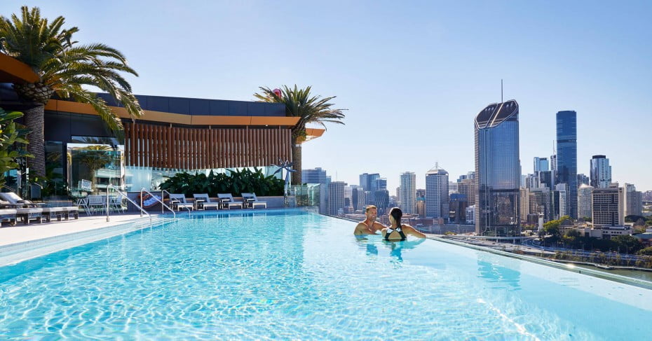 Rooftop infinity pool, Emporium Hotel South Bank, Brisbane, Australia. 