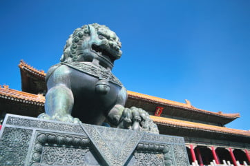 Lion statue, Forbidden City, Beijing, China.