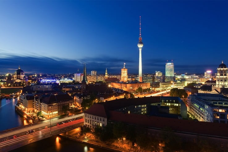 City at night, Germany, Berlin. 