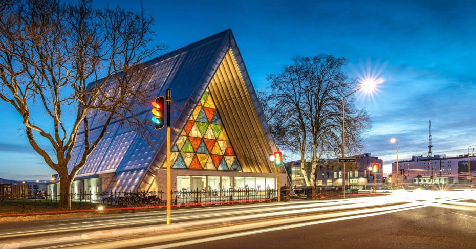 Cardboard cathedral in Christchurch, New Zealand. 
