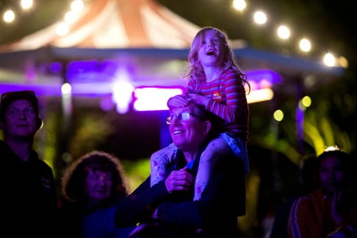 Girl on dad's shoulders, Festival of Lights, New Plymouth/Taranaki, New Zealand. 