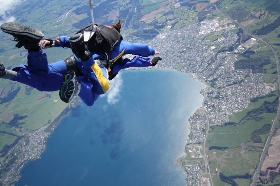 Sky diving over Taupo, New Zealand