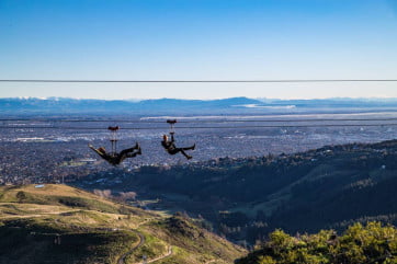 Ziplining high above Christchurch. 