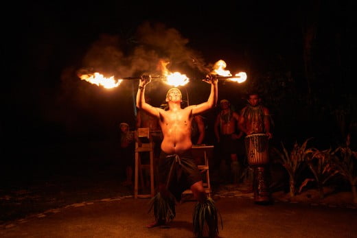 Fire dancing, Samoa, Pacific Islands. 
