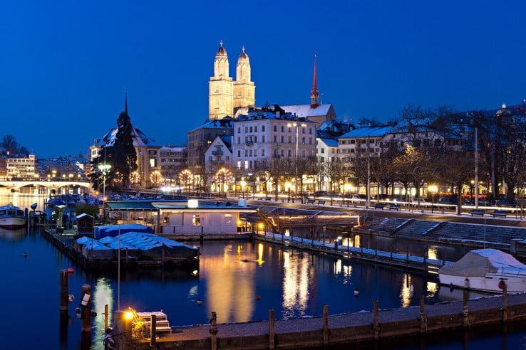 Zurich city at night. 