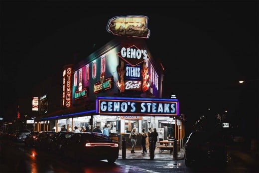 Geno's Steaks restaurant, Philadelphia. 