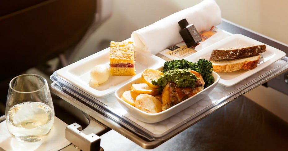 Air New Zealand Premium Economy meal. 