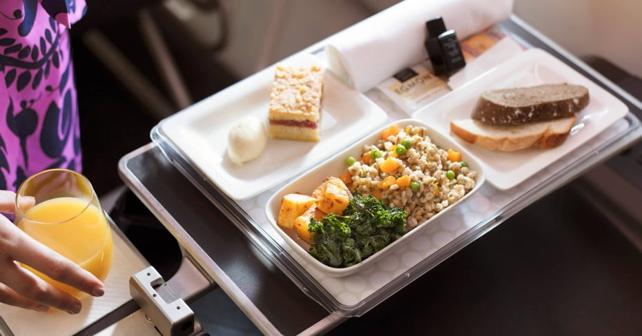 Air New Zealand Premium Economy vegetarian meal.