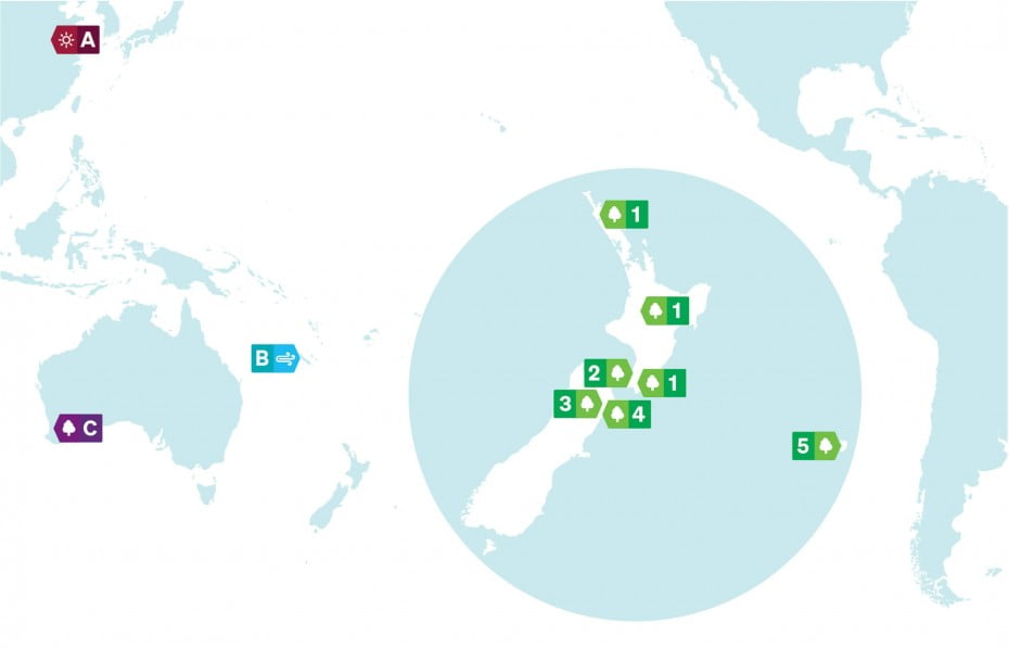 Air New Zealand FlyNeutral projects map. 
