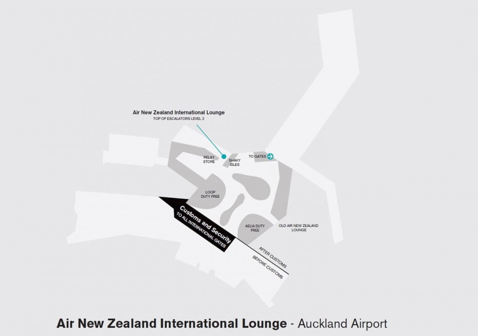 Map of Air New Zealand International Lounge at Auckland Airport