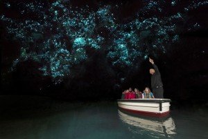 Boating in Glowworm Cave in Waitomo, Hamilton, New Zealand